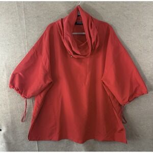 Mycra Pac Now Pullover Jacket Womens OS Red Drape Neck Water Repellant Packable